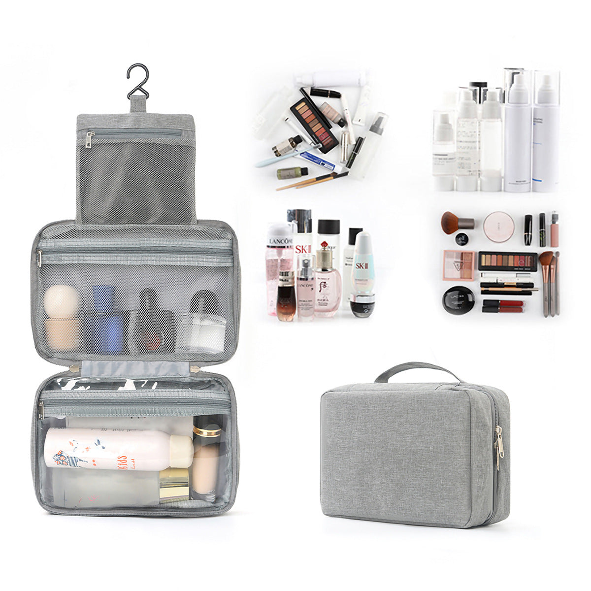 Portable Hanging Toiletry Bag with Dry Wet Compartments