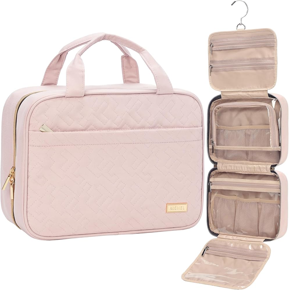 Portable Hanging Toiletry Bag with Dry Wet Compartments