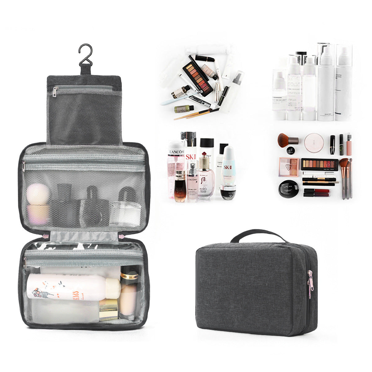 Portable Hanging Toiletry Bag with Dry Wet Compartments